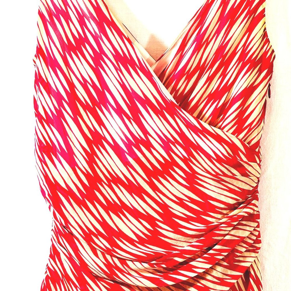 Vintage, J. Crew (2000) Red and White, Silk Chiffon,